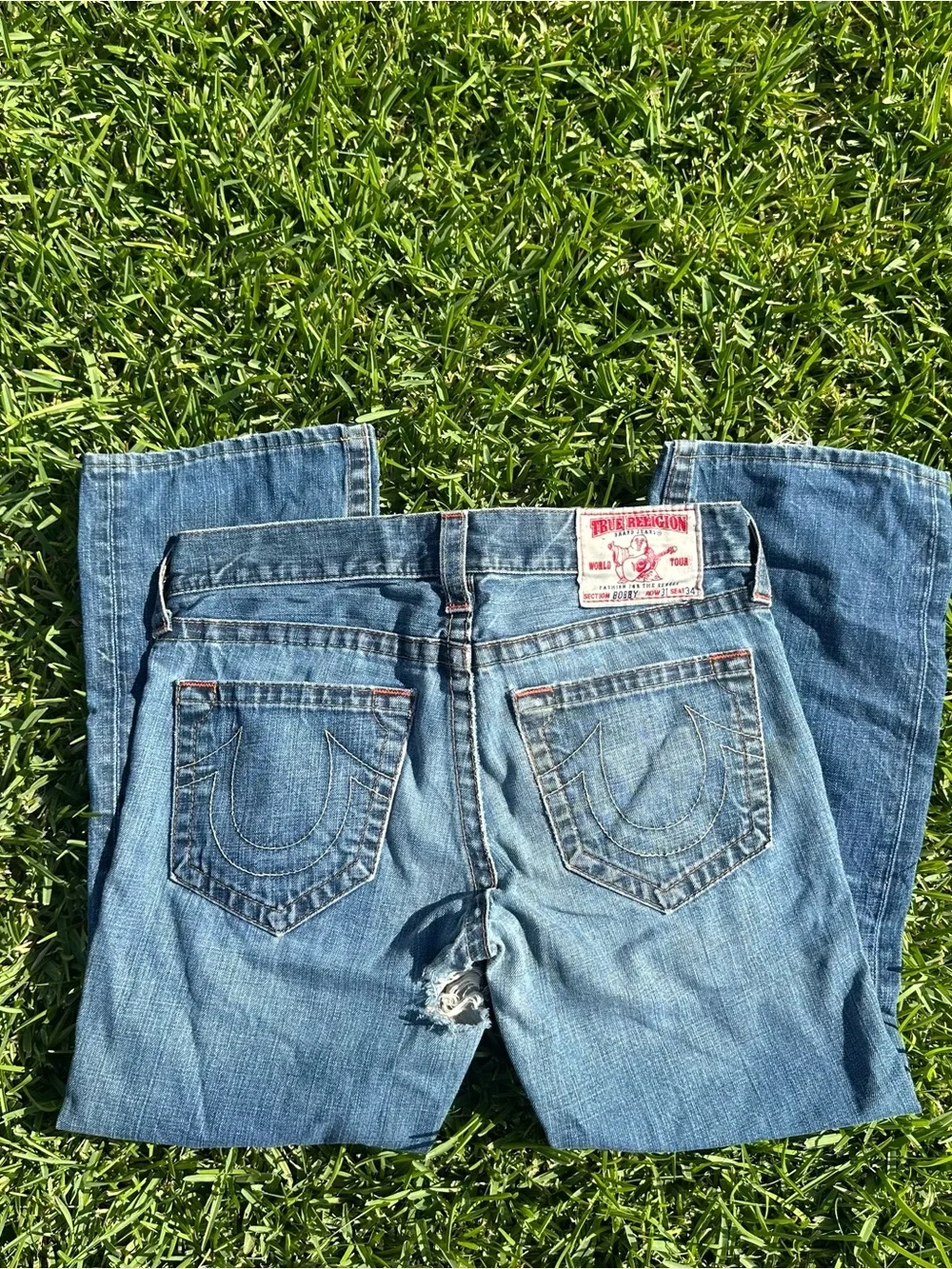 True Religion Men's Light Blue Relaxed Bobby Straight Jeans Size 31